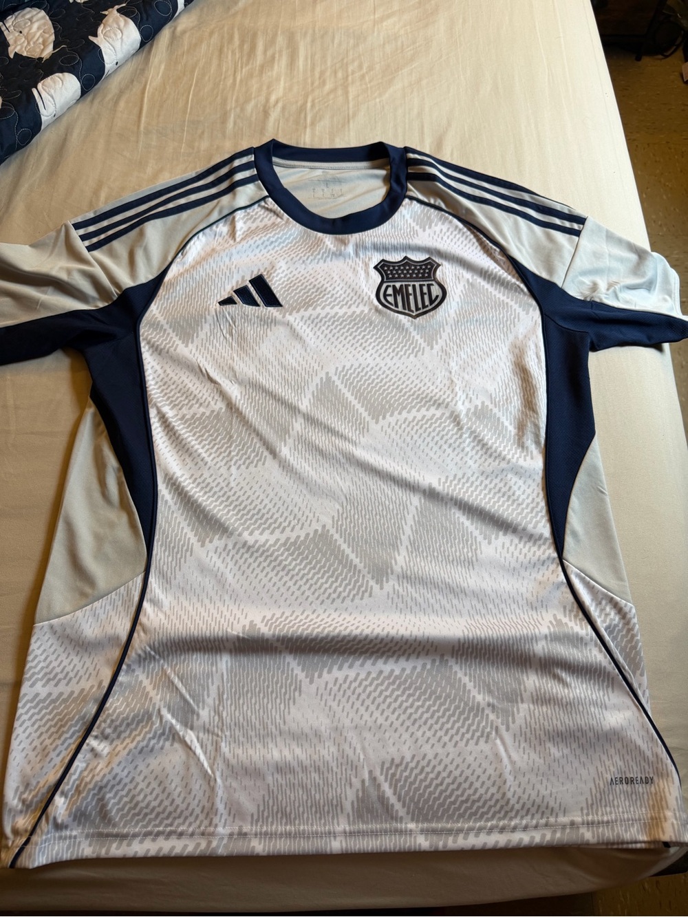 adidas White and Navy Athletic Soccer Jersey